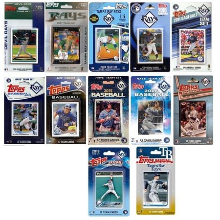 WILLIAMS & SON SAW & SUPPLY C&I Collectables RAYS1219TS MLB Tampa Bay Rays 12 Different Licensed Trading Card Team Sets RAYS1219TS